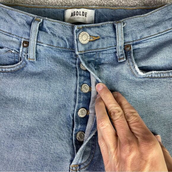 Agolde Nico High Rise Slim Jean in Cliffside Women’s 26 Blue Skinny Button Fly - Picture 3 of 13